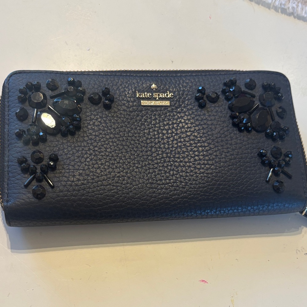New Kate Spade Navy  Embellished Wallet